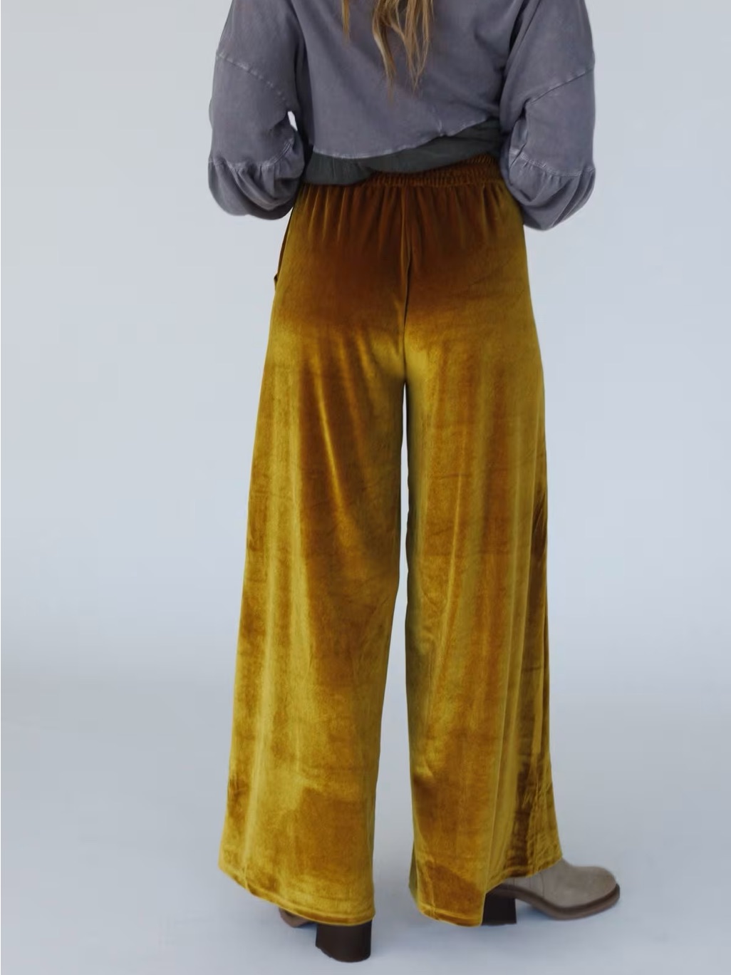 New Three Bird Nest Velvet Wide-Leg Pants Marigold Boho Xl — image 2 of 7